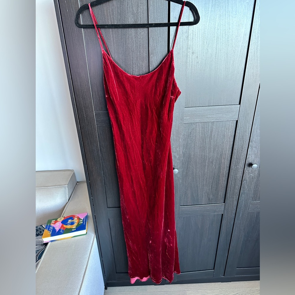 Zara Deep Red Velvet Dress NWT